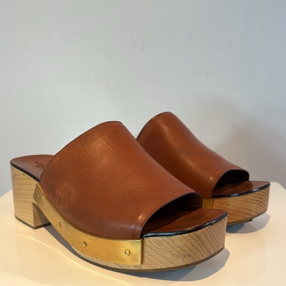 Rosetta Getty brown leather mules wood size 38
